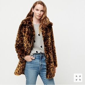 J.Crew Leopard Faux Fur Coat